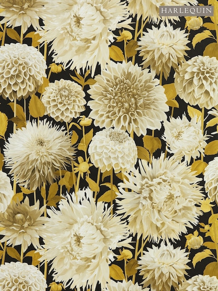 Harlequin Fig Blossom Nectar Black Earth Pink Dahlia Wallpaper Sample (F16131) | £1