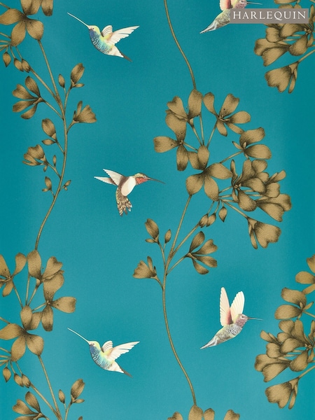 Harlequin TealGold Lotus Wallpaper Sample (F16145) | £1