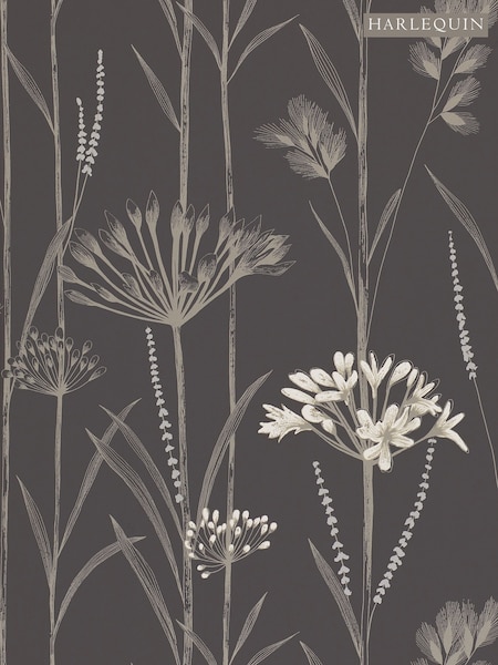 Harlequin Charcoal Flint And Gilver Gardinium Wallpaper Sample (F16163) | £1