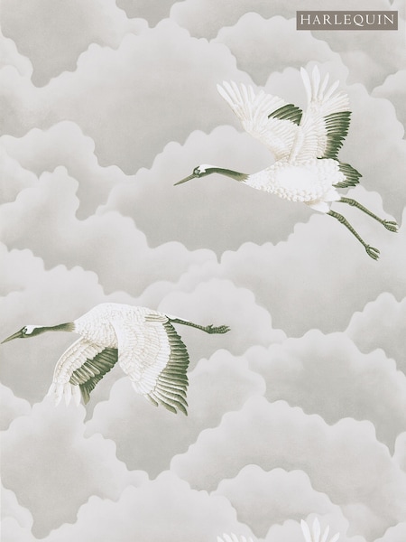 Harlequin Platinum Harlequin Grey Cranes in Flight Wallpaper Sample (F16167) | £1