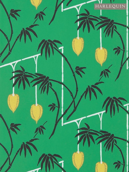 Harlequin Bottle Green Chartreuse Kimiko Wallpaper Sample (F16198) | £1