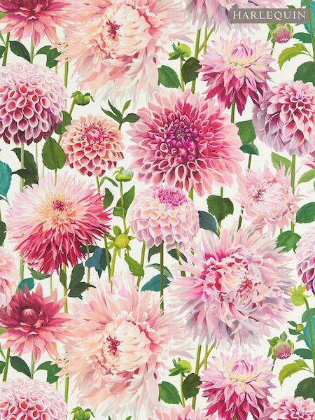 Harlequin Blossom Emerald New Beginnings Pink Dahlia Wallpaper Sample (F16224) | £1