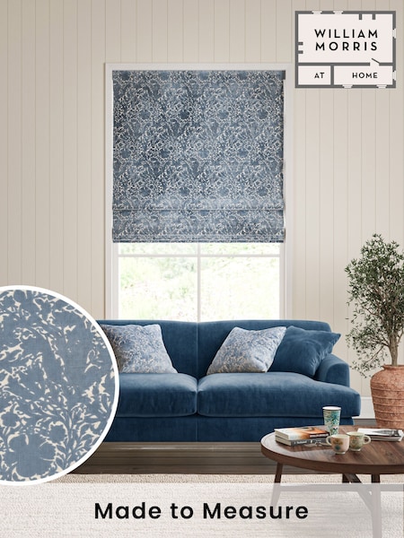 William Morris At Home Indigo Blue Compton Silhouette Velvet Made to Measure Roman Blind (F16275) | £154