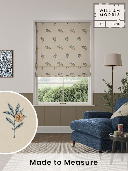 William Morris At Home Natural/Blue Fruit Embroidery Made to Measure Roman Blind (F16294) | £154