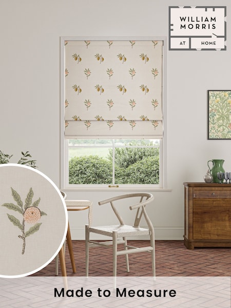 William Morris At Home Natural/Sage Green Fruit Embroidery Made to Measure Roman Blind (F16295) | £154