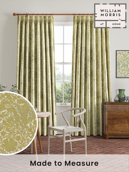 William Morris At Home Apple Green Compton Silhouette Velvet Made to Measure Curtains (F16356) | £137