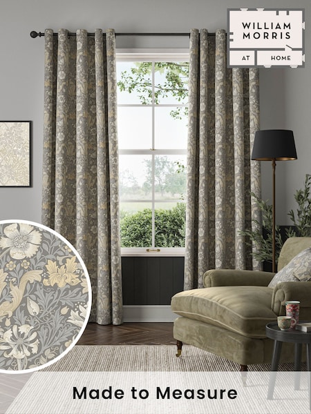 William Morris At Home Cobble Grey Compton Velvet Made to Measure Curtains (F16357) | £119