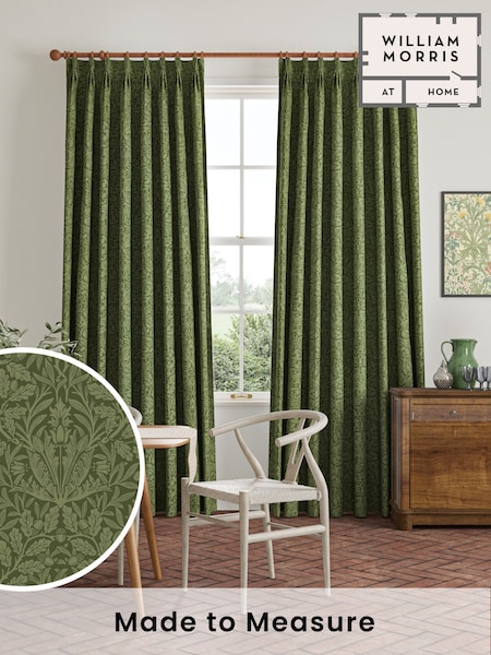 William Morris At Home Moss Green Acorn Velvet Made to Measure Curtains (F16371) | £119