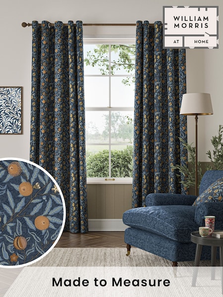 William Morris At Home Midnight Blue Fruit Velvet Made to Measure Curtains (F16380) | £119