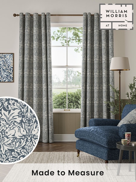 William Morris At Home River Blue Brother Rabbit Woven Made to Measure Curtains (F16391) | £119