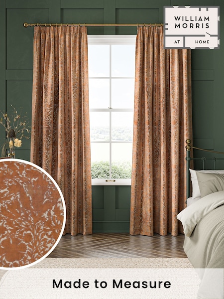 William Morris At Home Terracotta Orange Compton Silhouette Velvet Made to Measure Curtains (F16395) | £137