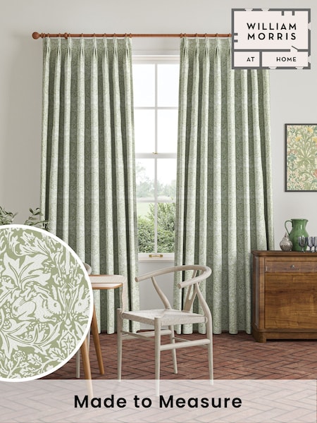 William Morris At Home Sage Green Brother Rabbit Woven Made to Measure Curtains (F16397) | £119