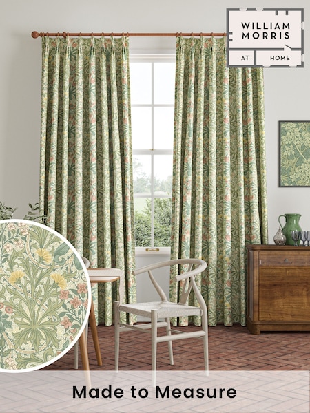 William Morris At Home Apple Green Woodland Weeds Made to Measure Curtains (F16405) | £109
