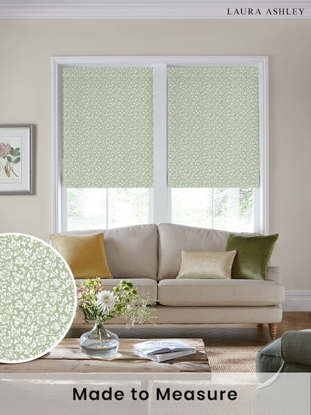 Laura Ashley Moss Green Sweet Alyssum Made to Measure Roller Blind (F16409) | £58