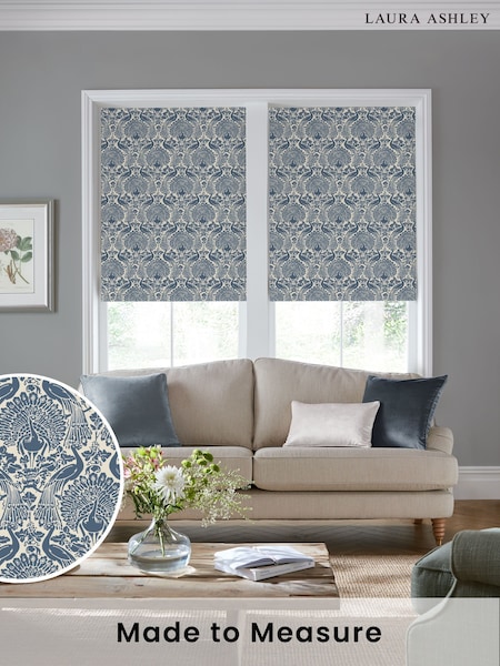 Laura Ashley Seaspray Blue Peacock Damask Made to Measure Roller Blind (F16424) | £58