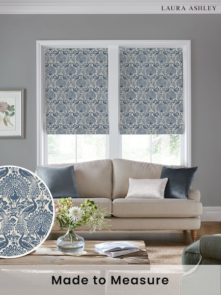 Laura Ashley Seaspray Blue Peacock Damask Made to Measure Roman Blind (F16437) | £84