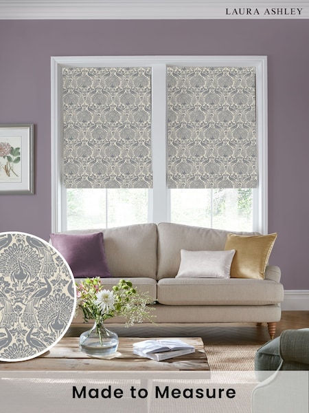 Laura Ashley Steel Grey Peacock Damask Made to Measure Roman Blind (F16446) | £84