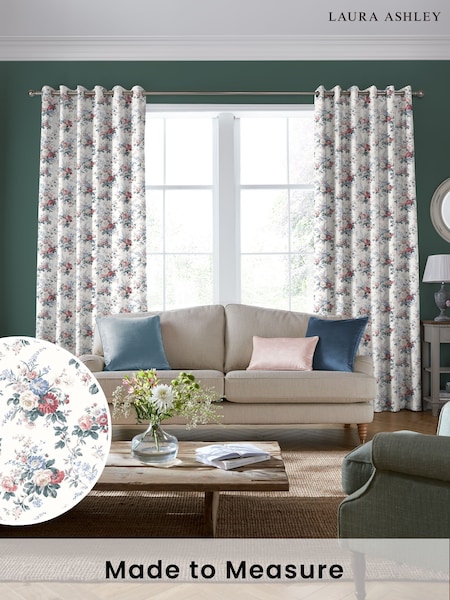 Laura Ashley Cream/Red Stowe Made to Measure Curtains (F16448) | £100