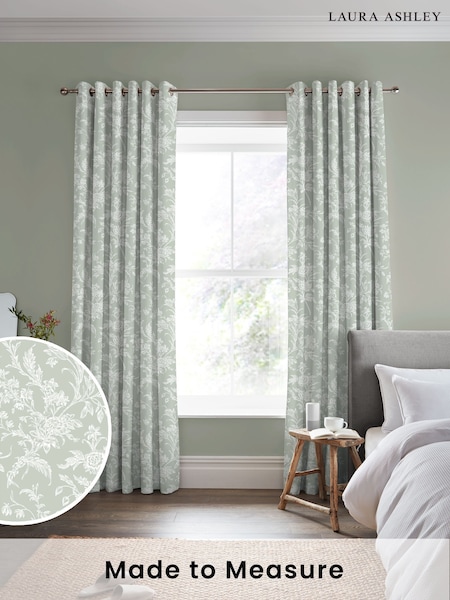 Laura Ashley Sage Green Lloyd Made to Measure Curtains (F16451) | £100