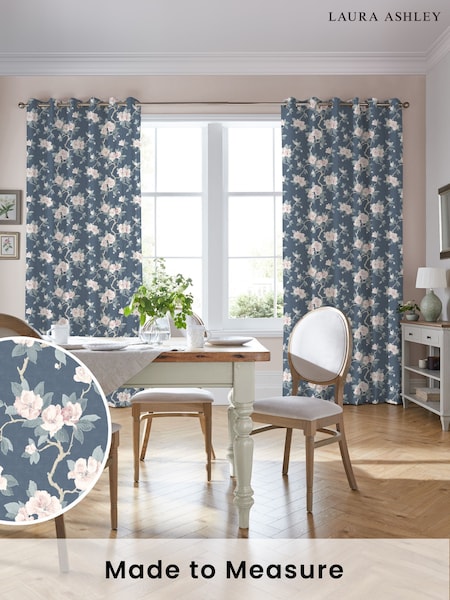 Laura Ashley Seaspray Blue Maya Made to Measure Curtains (F16453) | £100