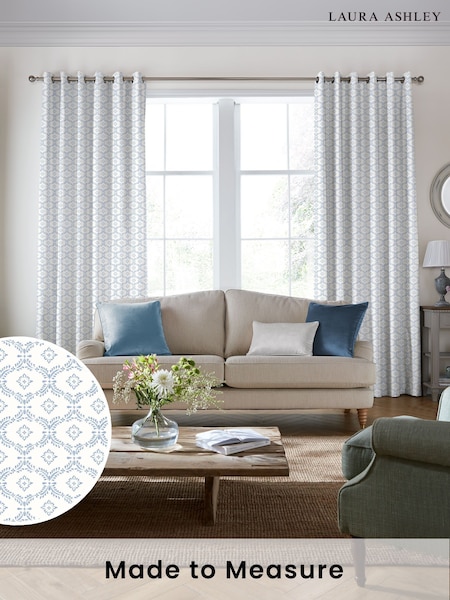 Laura Ashley Cobalt Blue Norton Made to Measure Curtains (F16457) | £100