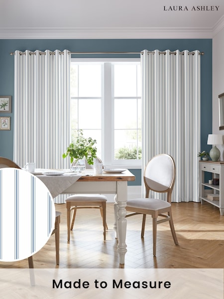 Laura Ashley Dusky Blue Farnworth Made to Measure Curtains (F16459) | £100