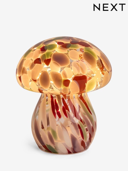 Pink Confetti Toadstool Battery Operated Glass Feature Light (F16487) | £18