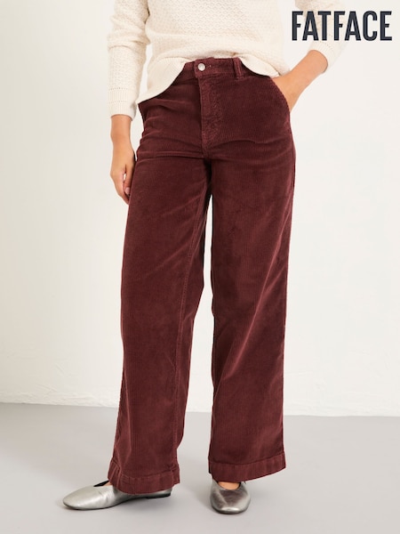 FatFace Kendall Chocolate Brown Cord Wide Leg Trouser (F16731) | £65
