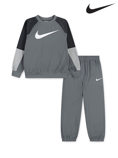 Nike Grey Little Kids Lifestyle Essentials Crew Tracksuit Set (F16770) | £42