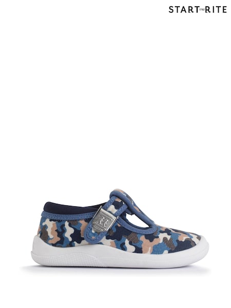 Start-Rite Wriggles Red Digger Print T-Bar Canvas Shoes (F16893) | £25
