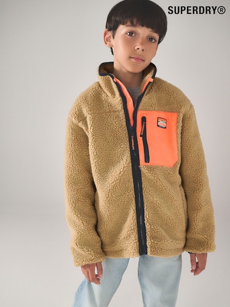 Superdry Cream Borg Zip Through Jacket (F16954) | £44 - £46