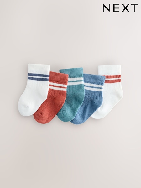 Rust Brown Baby Socks 5 Pack (0mths-2yrs) (F16996) | £6.50
