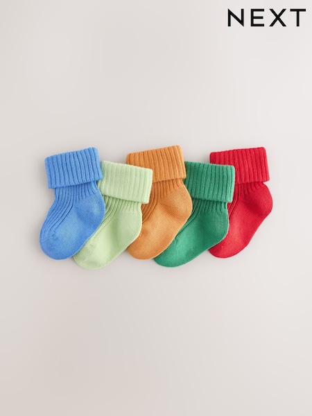 Multi Bright Baby Roll Top Socks 5 Pack (0mths-2yrs) (F17004) | £6.50