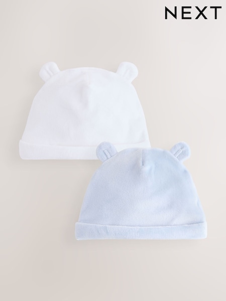 Blue Velour Baby Beanies 2 Pack (0-12mths) (F17017) | £4