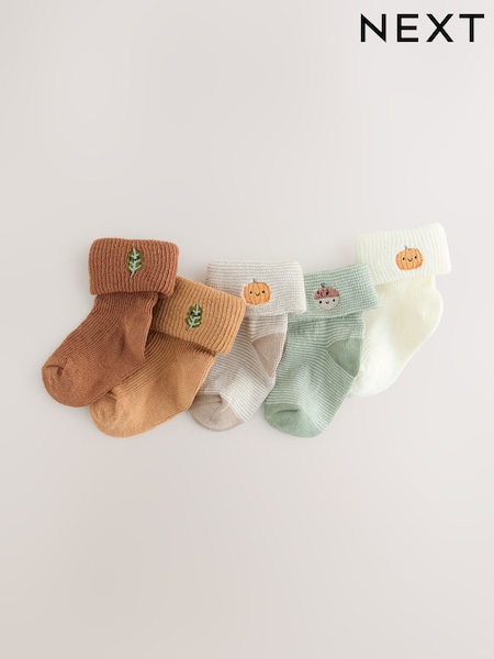 Brown Baby Autumn Socks 5 Pack (0mths-2yrs) (F17080) | £7.50
