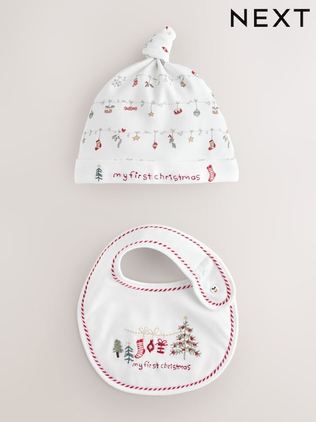 Red My First Christmas Hat And Bib Set (0-12mths) (F17094) | £5.50