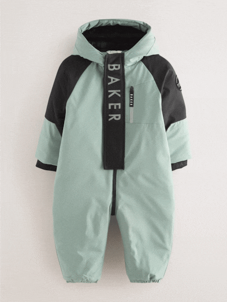 Baker by Ted Baker Sage Green Shower Resistant Colourblock Snowsuit (F17133) | £52