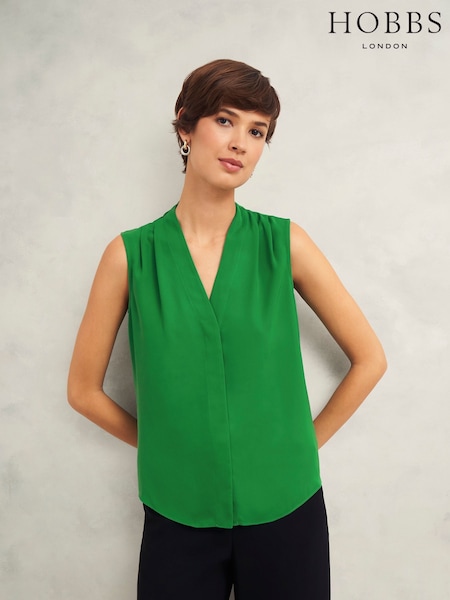 Hobbs Green Poppy Blouse (F17193) | £75