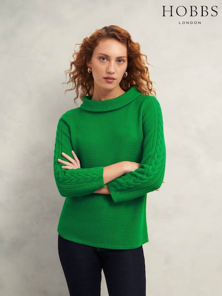Hobbs Green Camilla 100% Cotton Jumper (F17198) | £79