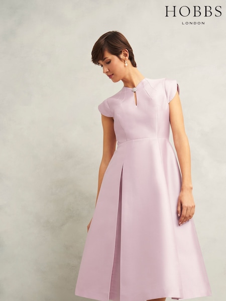 Hobbs Pink Rhea Wool Silk Dress (F17216) | £329