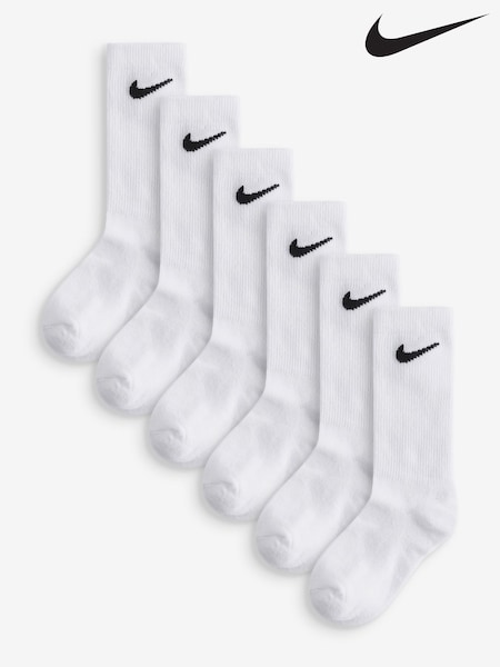 Nike White Little Kids Crew Socks 6 Pack (F17275) | £14