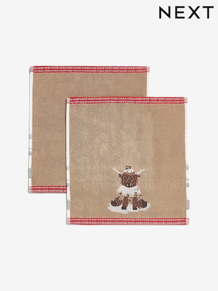 Natural Christmas Hamish The Highland Cow Face Cloth (F17295) | £6