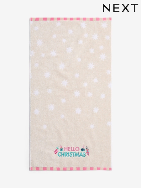 Natural Hello Christmas Towel (F17302) | £10