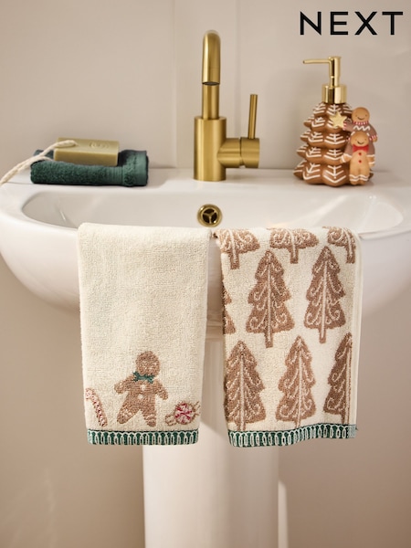 Grey Christmas Gingerbread Face Cloth (F17315) | £6