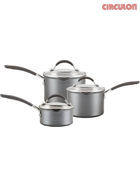 Circulon 3 Piece Grey Scratch Defense Extreme Nonstick Saucepan Set (F17361) | £170