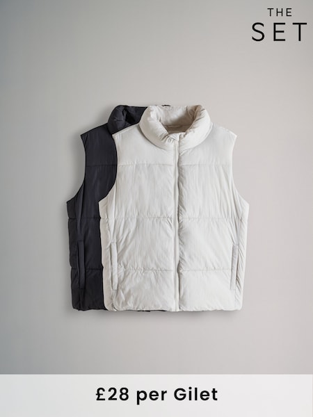 The Set Black/Oyster Grey 2 Pack Padded Gilets (F17744) | £56