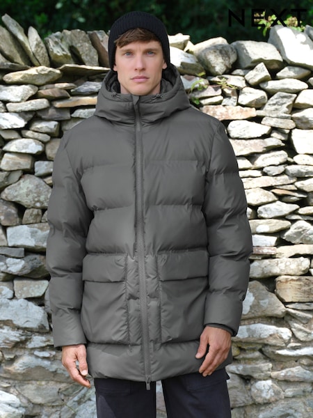 Grey ThermoGen Shower Resistant Rubbersied Puffer Coat (F17843) | £90