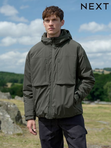 Khaki Green ThermoGen Shower Resistant Wadded Jacket (F17897) | £60