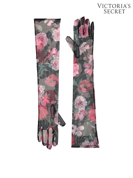 Victoria's Secret Black Floral Atelier Sheer Long Gloves (F18021) | £49