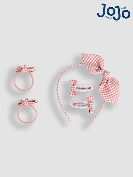 JoJo Maman Bébé Pink Gingham Hair Accessories Pack (F18054) | £12